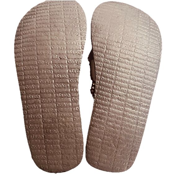 Corkys Madeline Flip Flop Clear Rhinestones On Black Fabric Straps Size 8 W/box - Picture 4 of 7